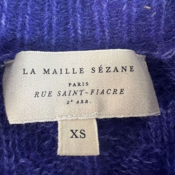 La Maille Sézane XS Cable Knit Sweater In Blue Mohair & Wool XS - Picture 3 of 13